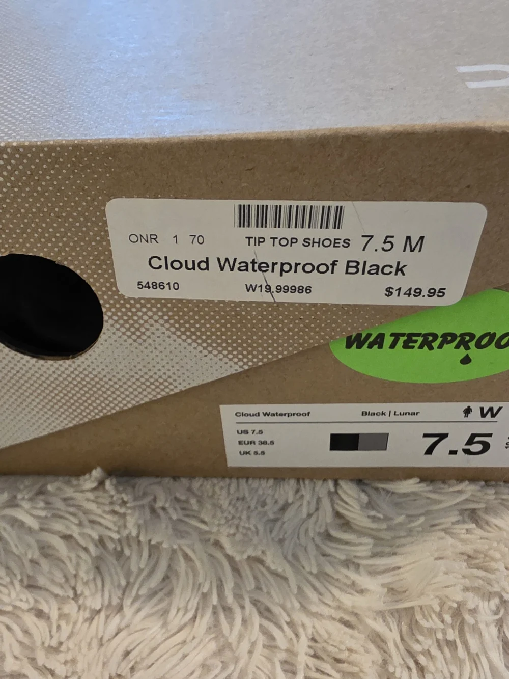 On Running Womens Cloud Waterproof Shoes - Black - Size 7.5 GUC - Picture 2 of 13